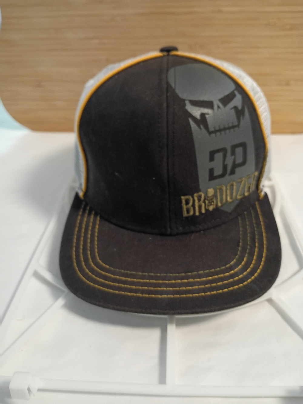 BRODOZER Skull Logo Trucker Hat - Black & Yellow